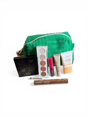 Ulta Beauty Green Textured Makeup Bag with Cosmetics